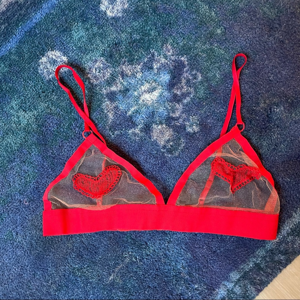 For Love and Lemons red heart bra
